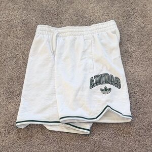 Adidas White Shorts with Green Accents